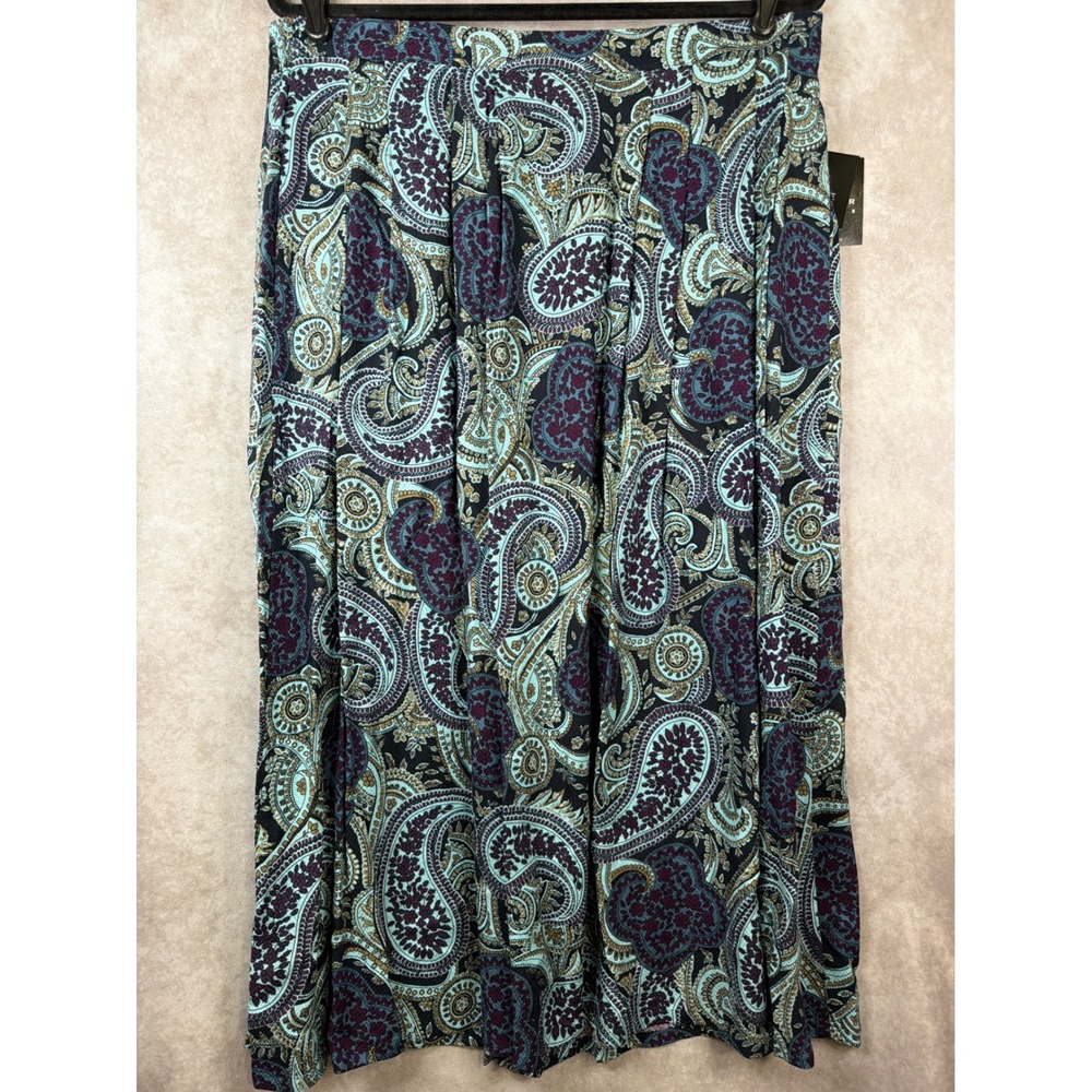 NWT VTG Sag Harbor Woman Maxi Skirt Women 1X Teal Purple Paisley Challis